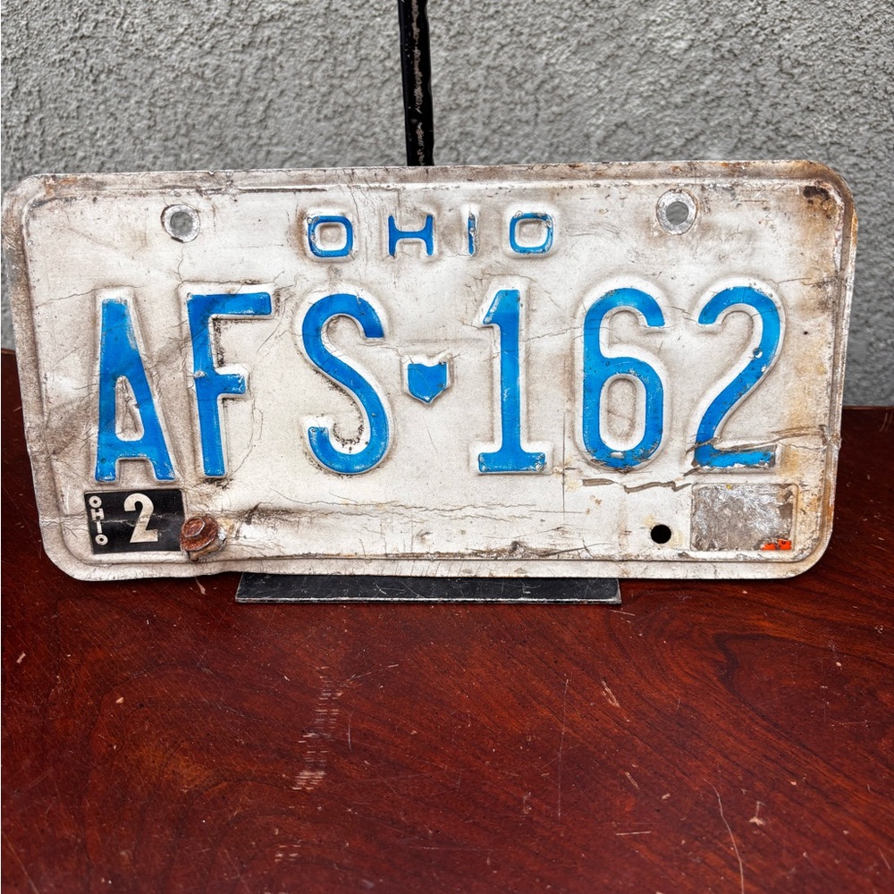 Vintage Ohio License Plate AF S-162 - Blue on White